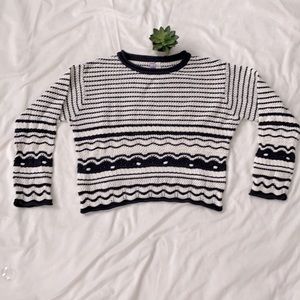 Francescas Daisy Multi-Stripe Pullover Sweater